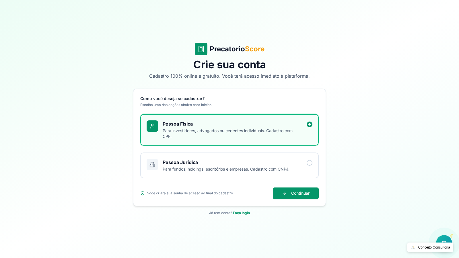 Passo 1: Cadastre-se gratuitamente